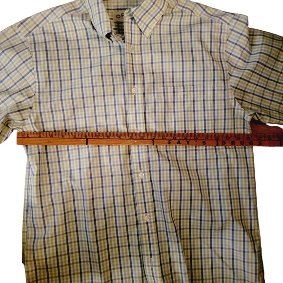 Orivs Mens Multicolor Plaid Short Sleeve Collared Button Up Shirt Size Medium - Picture 6 of 7